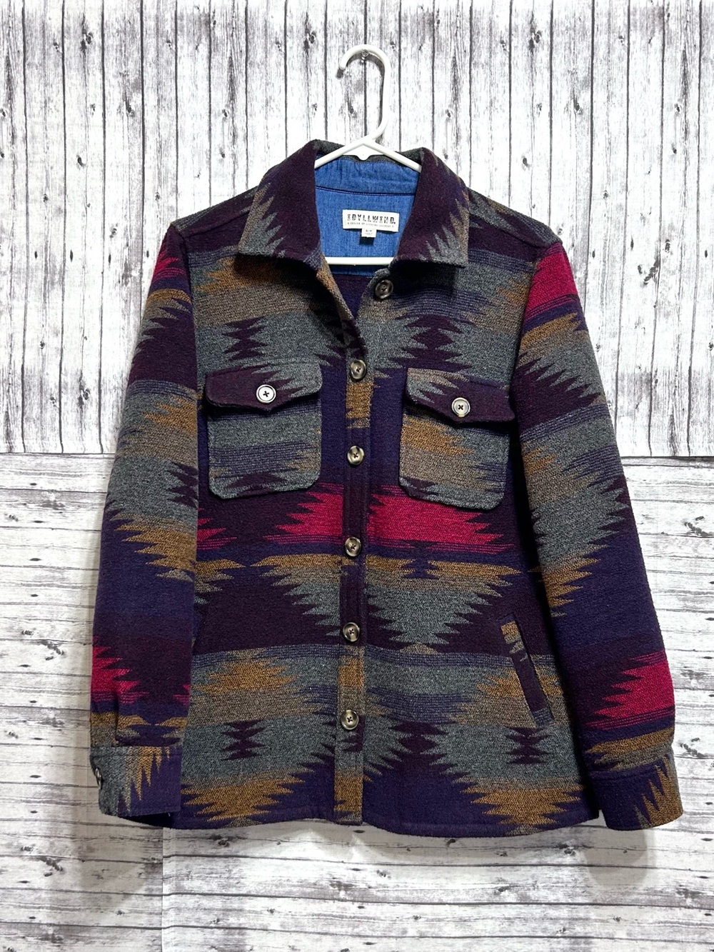IDYLLWIND Dusk Southwestern Print Wool Blend Shacket